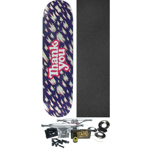Thank You Skateboards Modern Logo Silver Foil Skateboard Deck - 8" x 31.75" - Complete Skateboard Bundle